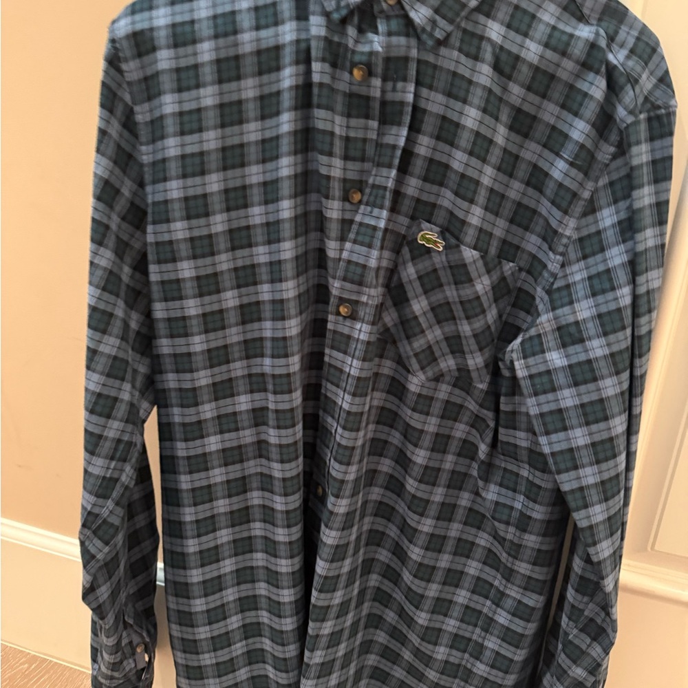 Lacoste Men's Navy and green Checkered Shirt